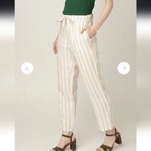 Mango Linen Striped Pants